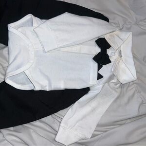 White Baby Onesie with Black Bow Tie